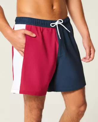 Mid-Thigh Seersucker Volley Swim Trunks