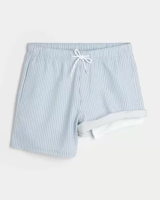 Mid-Thigh Seersucker Volley Swim Trunks