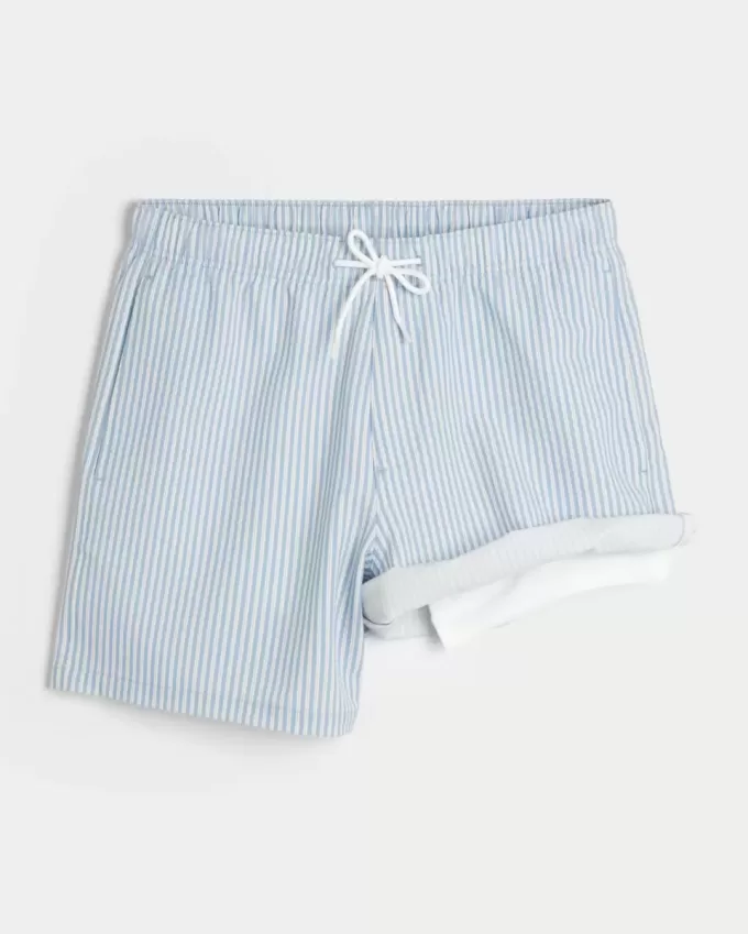 Mid-Thigh Seersucker Volley Swim Trunks Mid-Thigh Seersucker Volley Swim Trunks