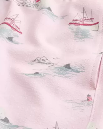 Mid-Thigh Seersucker Volley Swim Trunks