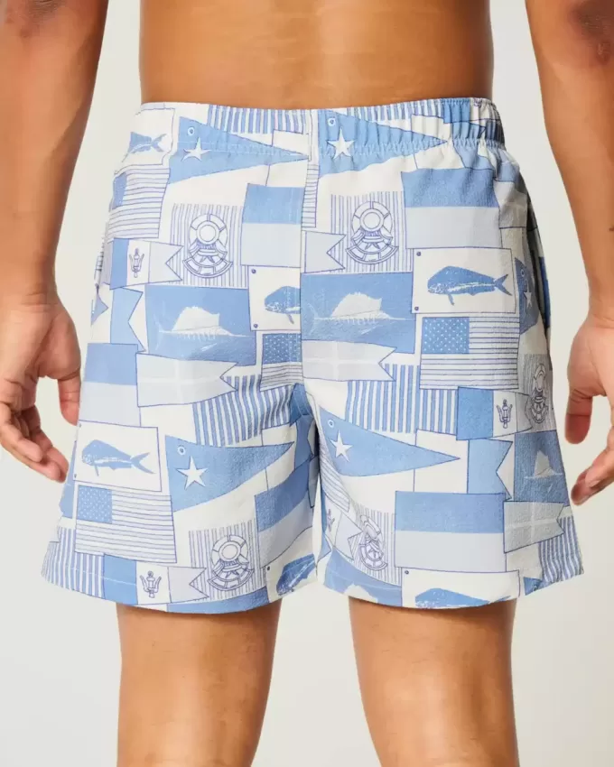 Mid-Thigh Seersucker Volley Swim Trunks Mid-Thigh Seersucker Volley Swim Trunks