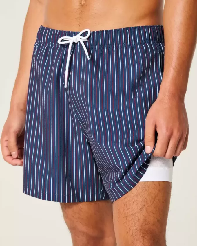Mid-Thigh Seersucker Volley Swim Trunks Mid-Thigh Seersucker Volley Swim Trunks