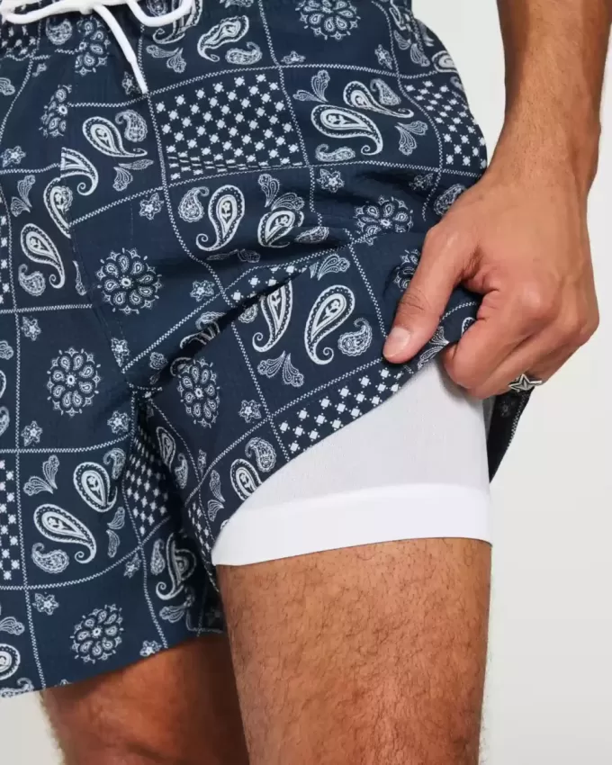 Mid-Thigh Seersucker Volley Swim Trunks Mid-Thigh Seersucker Volley Swim Trunks