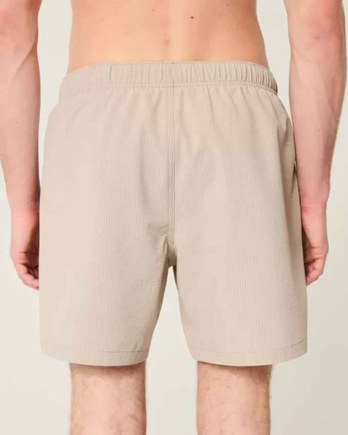 Mid-Thigh Seersucker Volley Swim Trunks Mid-Thigh Seersucker Volley Swim Trunks