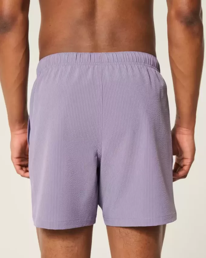 Mid-Thigh Seersucker Volley Swim Trunks