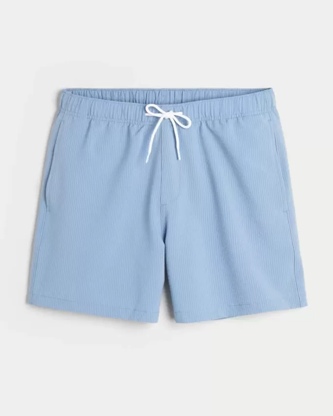 Mid-Thigh Seersucker Volley Swim Trunks Mid-Thigh Seersucker Volley Swim Trunks