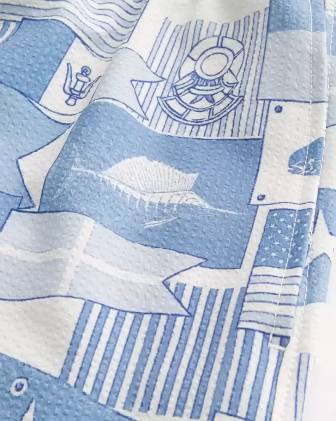 Mid-Thigh Seersucker Volley Swim Trunks Mid-Thigh Seersucker Volley Swim Trunks