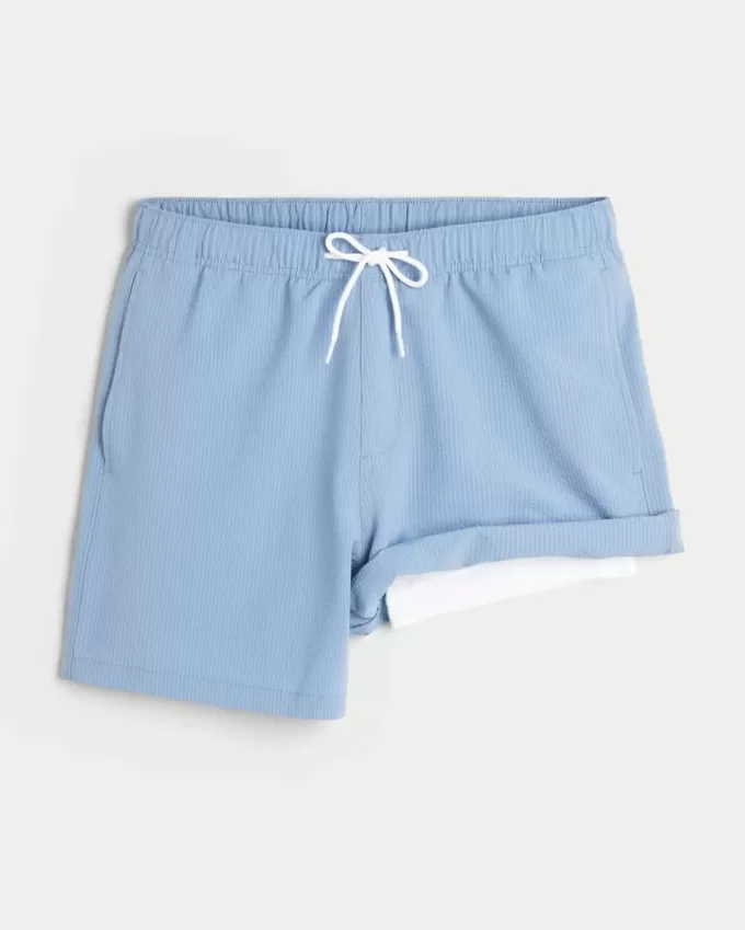 Mid-Thigh Seersucker Volley Swim Trunks Mid-Thigh Seersucker Volley Swim Trunks