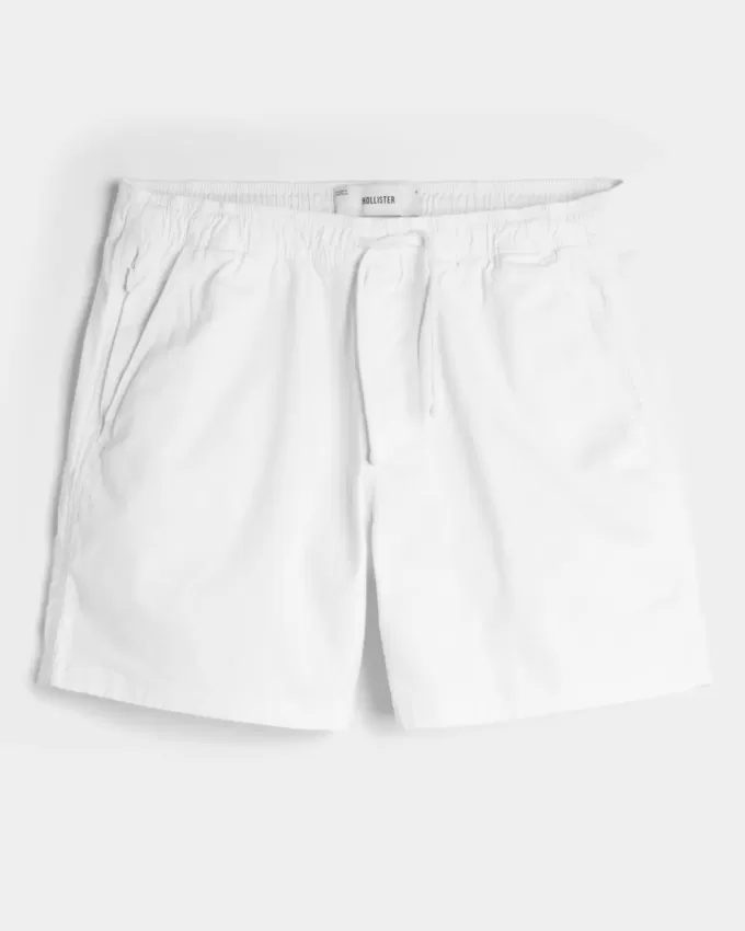 Mid-Thigh Twill Pull-On Shorts