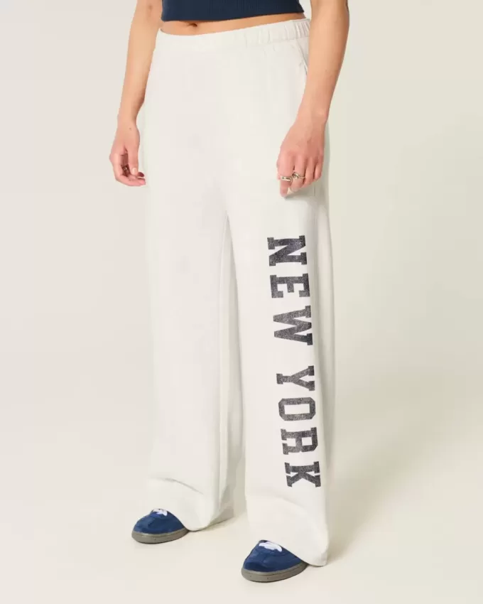 New York Graphic Wide-Leg Sweatpants