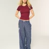 Number Graphic Baggy Flannel Pants