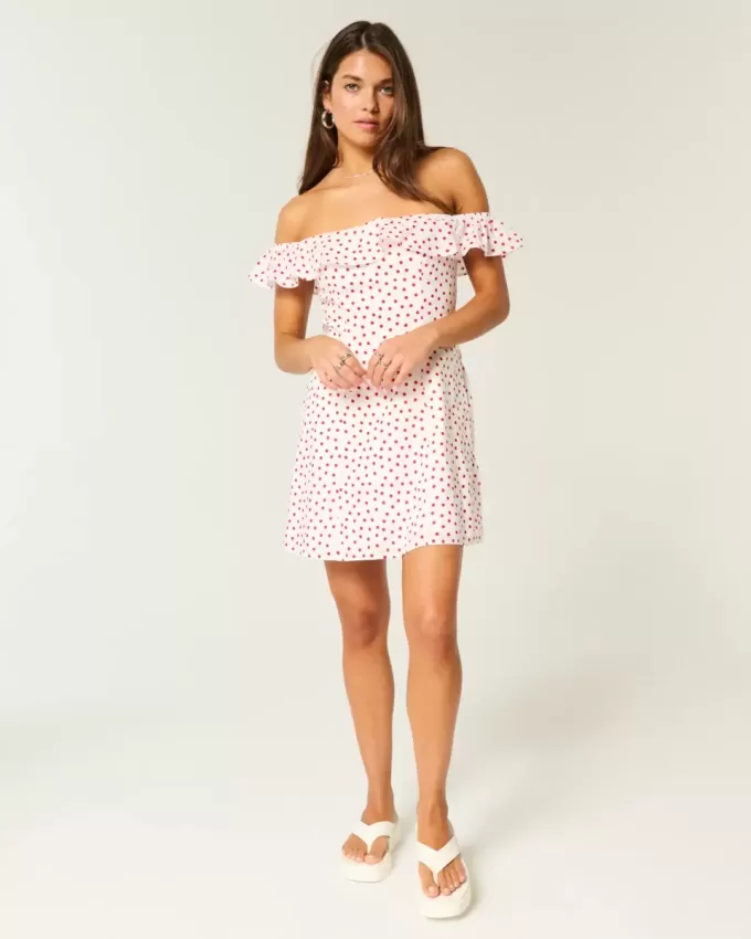 Off-the-Shoulder A-Line Ruffle Mini Dress Off-the-Shoulder A-Line Ruffle Mini Dress