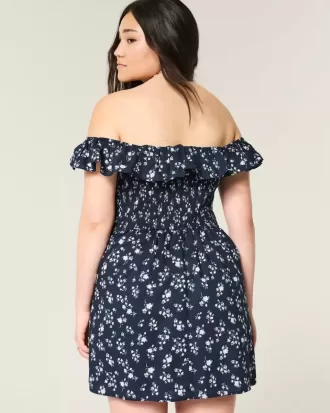 Off-the-Shoulder A-Line Ruffle Mini Dress