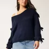Off-the-Shoulder Bow Applique Sweater Off-the-Shoulder Bow Applique Sweater