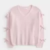 Off-the-Shoulder Bow Applique Sweater Off-the-Shoulder Bow Applique Sweater