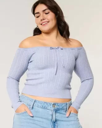 Off-the-Shoulder Cable-Knit Sweater