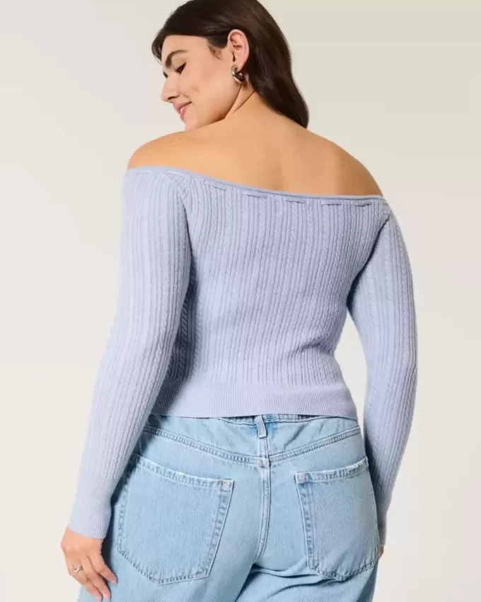 Off-the-Shoulder Cable-Knit Sweater
