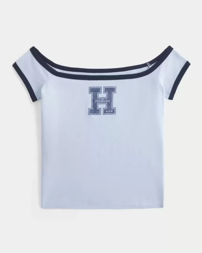 Off-the-Shoulder Logo Graphic Tee Off-the-Shoulder Logo Graphic Tee