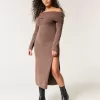 Off-the-Shoulder Midi Sweater Dress