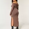 Off-the-Shoulder Midi Sweater Dress