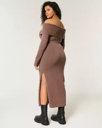 Off-the-Shoulder Midi Sweater Dress