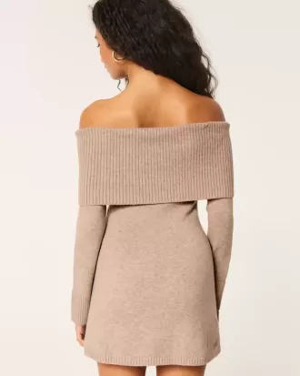 Off-the-Shoulder Skater Sweater Dress