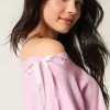 Off-the-Shoulder Tie Sweatshirt Off-the-Shoulder Tie Sweatshirt