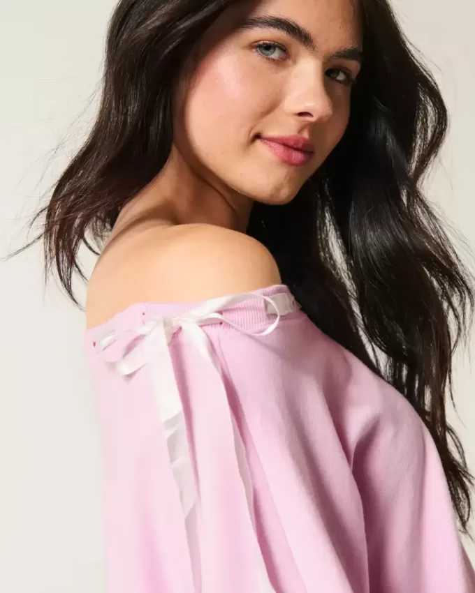 Off-the-Shoulder Tie Sweatshirt Off-the-Shoulder Tie Sweatshirt