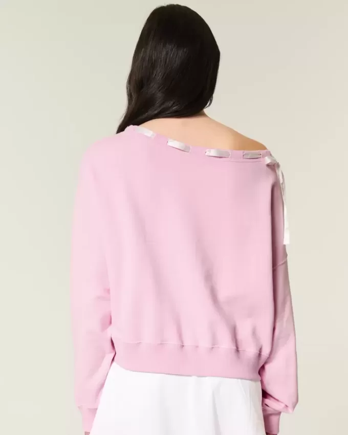 Off-the-Shoulder Tie Sweatshirt Off-the-Shoulder Tie Sweatshirt