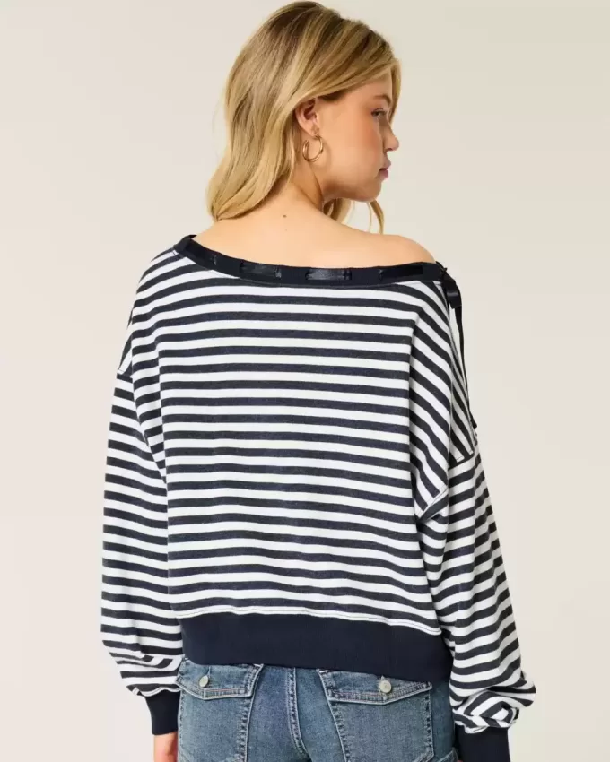 Off-the-Shoulder Tie Sweatshirt Off-the-Shoulder Tie Sweatshirt