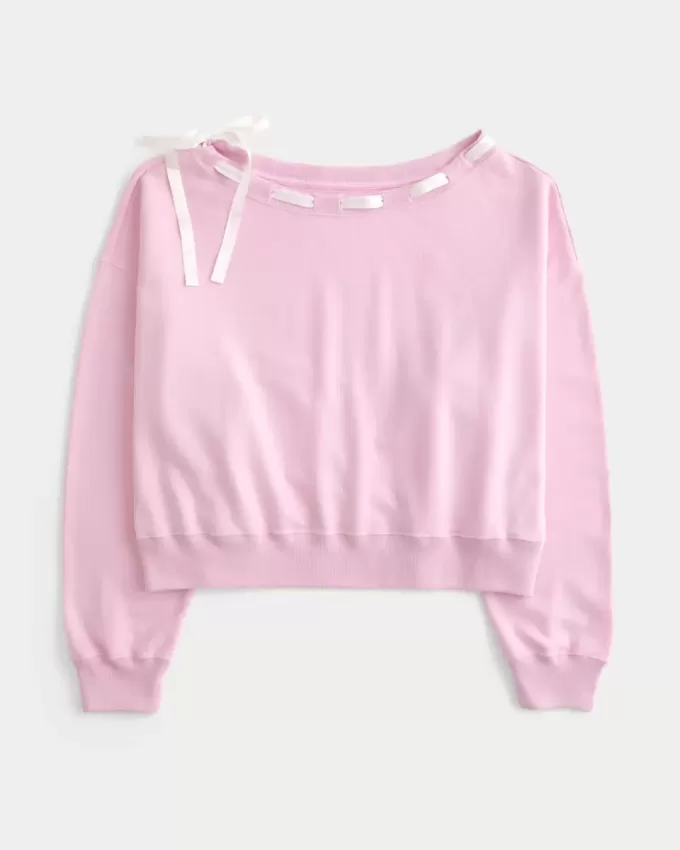 Off-the-Shoulder Tie Sweatshirt Off-the-Shoulder Tie Sweatshirt