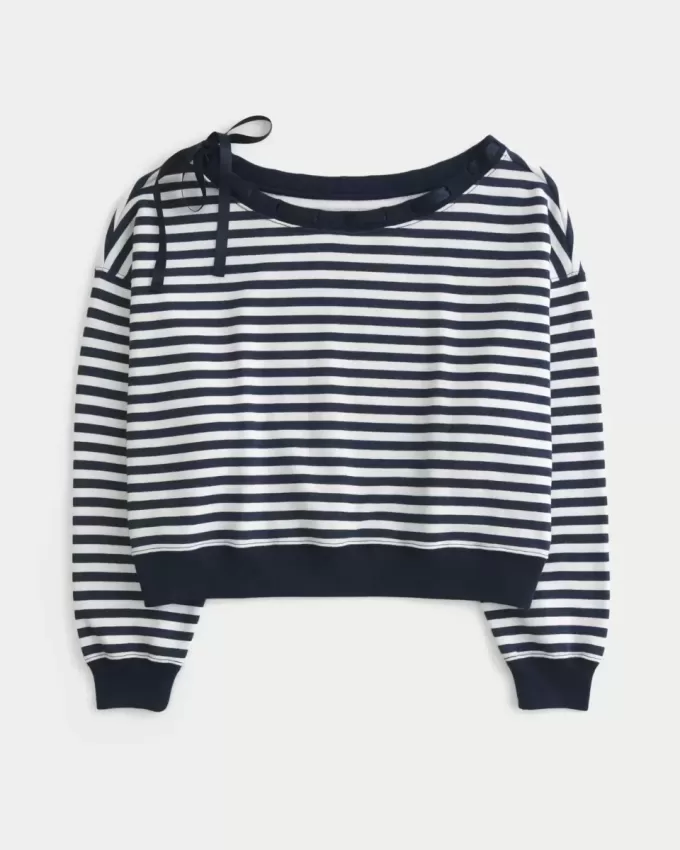 Off-the-Shoulder Tie Sweatshirt Off-the-Shoulder Tie Sweatshirt