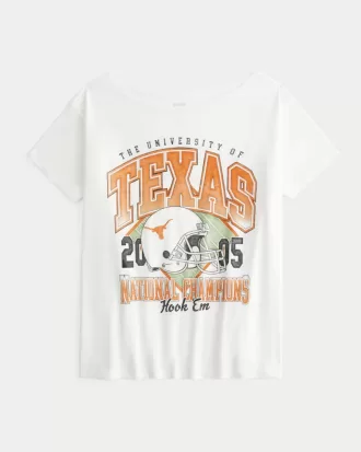 Off-the-Shoulder University of Texas at Austin Longhorns Graphic Tee