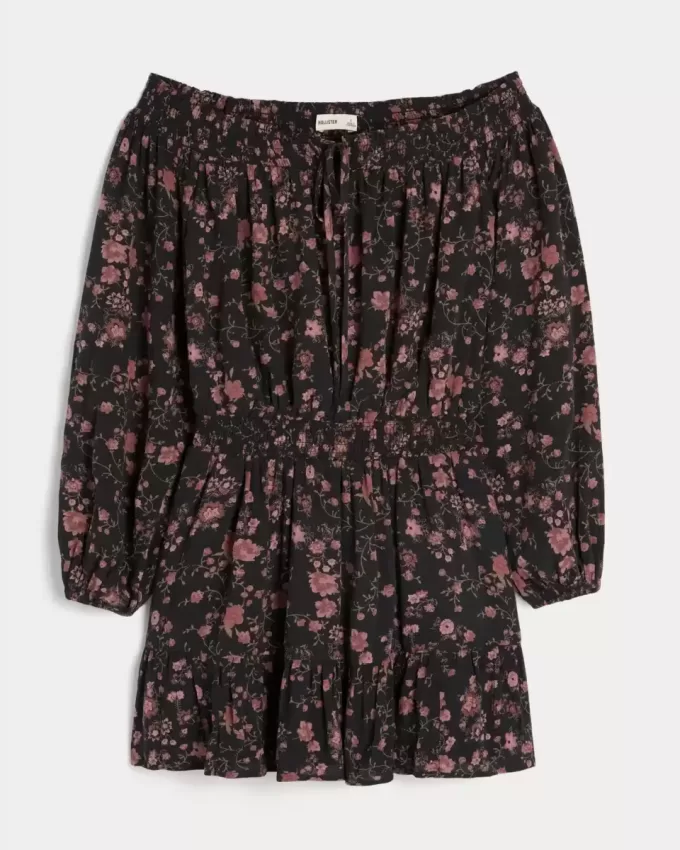 On/Off-the-Shoulder Woven Dress