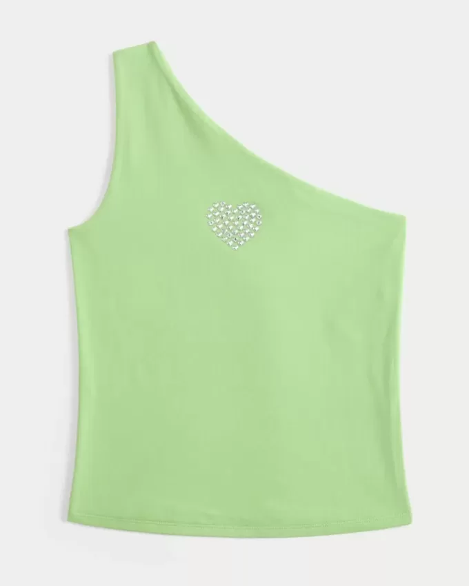 One-Shoulder Heart Graphic Tank One-Shoulder Heart Graphic Tank