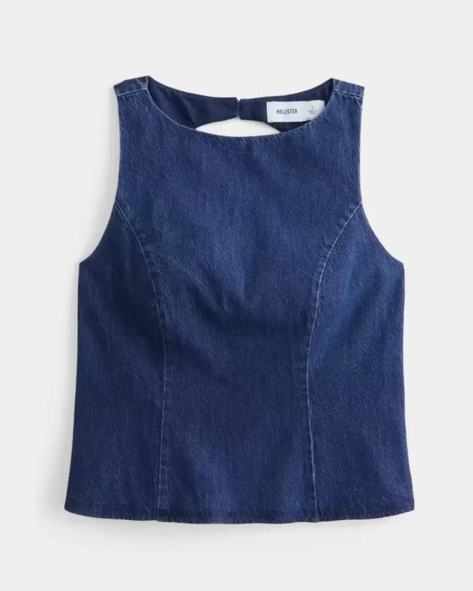 Open-Back Denim Blouse