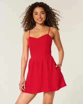 Open-Back Linen-Blend Skort Dress