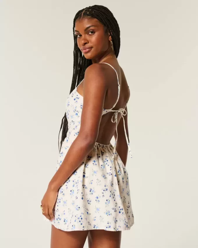 Open-Back Linen-Blend Skort Dress Open-Back Linen-Blend Skort Dress