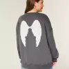 Oversized Angel Wings Graphic Crew Sweatshirt Oversized Angel Wings Graphic Crew Sweatshirt