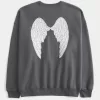 Oversized Angel Wings Graphic Crew Sweatshirt Oversized Angel Wings Graphic Crew Sweatshirt