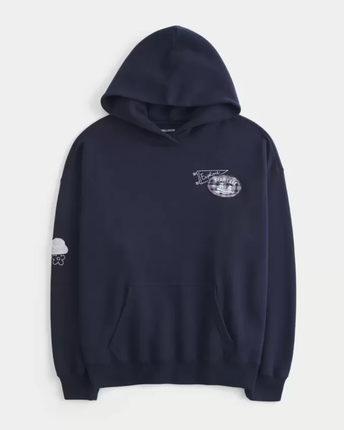 Oversized Bear Lake Graphic Hoodie