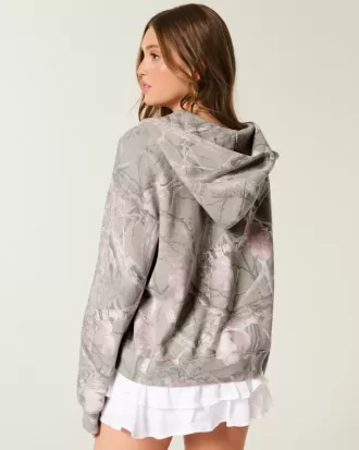Oversized Camo Zip-Up Hoodie