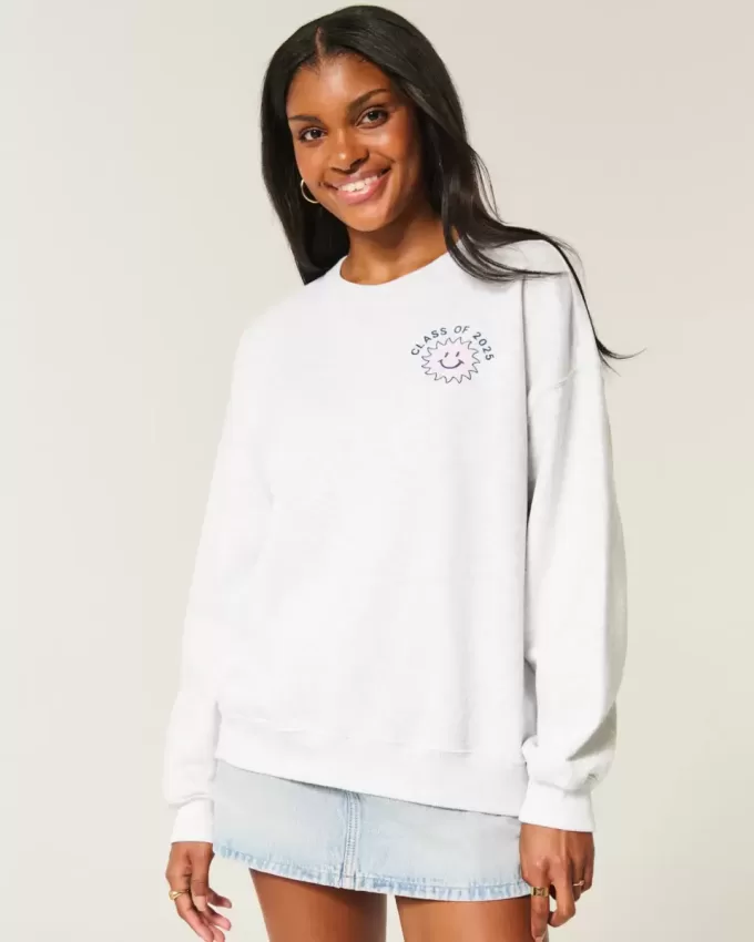 Oversized Class of 2025 Grad Graphic Crew Sweatshirt Oversized Class of 2025 Grad Graphic Crew Sweatshirt