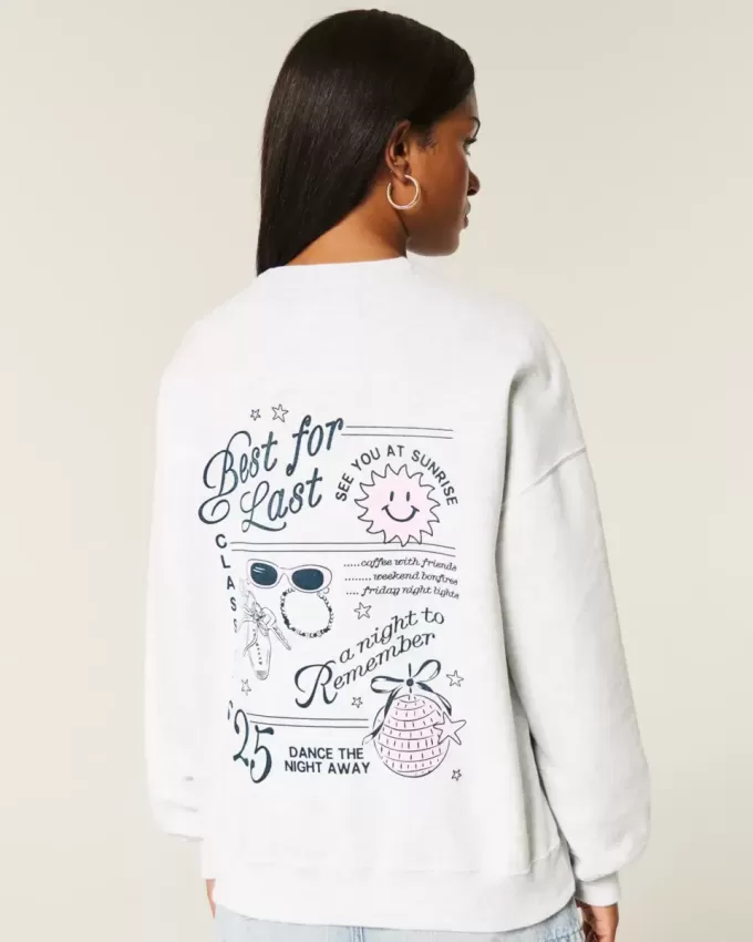 Oversized Class of 2025 Grad Graphic Crew Sweatshirt Oversized Class of 2025 Grad Graphic Crew Sweatshirt