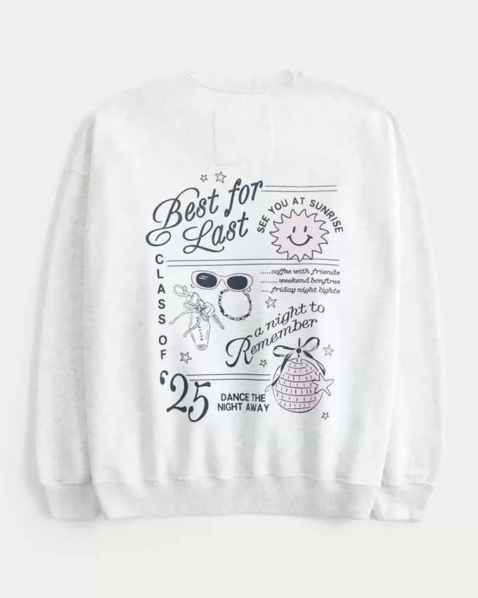 Oversized Class of 2025 Grad Graphic Crew Sweatshirt Oversized Class of 2025 Grad Graphic Crew Sweatshirt