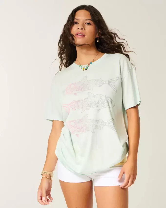 Oversized Fish Graphic Tee Oversized Fish Graphic Tee