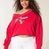 Oversized Go Team Graphic V-Neck Sweatshirt Oversized Go Team Graphic V-Neck Sweatshirt