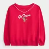 Oversized Go Team Graphic V-Neck Sweatshirt Oversized Go Team Graphic V-Neck Sweatshirt