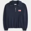 Oversized Half-Zip American Flag Graphic Sweater Oversized Half-Zip American Flag Graphic Sweater