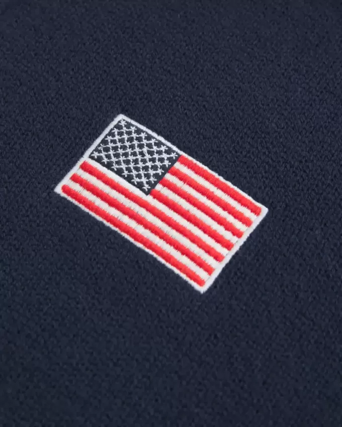 Oversized Half-Zip American Flag Graphic Sweater Oversized Half-Zip American Flag Graphic Sweater